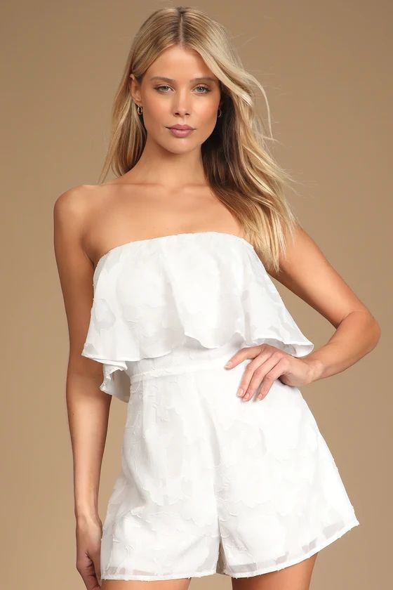 Have Some Sun White Floral Burnout Strapless Romper | Lulus (US)