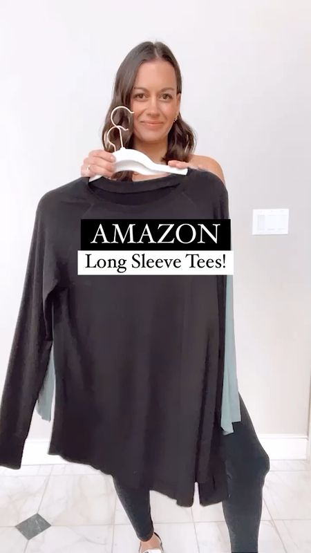 Amazon long sleeve tees - lululemon look a like tee, free people look a like tee.  Both run true to size.

#LTKover40 #LTKfindsunder50 #LTKfitness