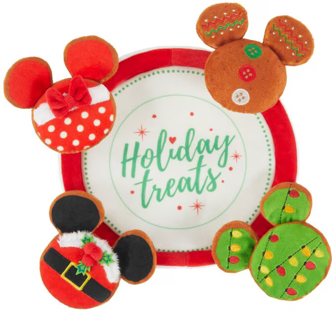 Disney Holiday Mickey & Minnie Mouse Cookie Plate Plush Squeaky Dog Toy, 5 count | Chewy.com