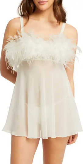 Amalfi Feather & Chiffon Chemise & G-String Set | Nordstrom Rack
