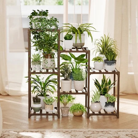 Bamworld Plant Stand Indoor Plant Shelf Outdoor Wood Plant Rack for Multiple Plants 3 Tiers Ladder Plant Holder for Living Room Patio Boho Home Decor for Gardening | Walmart (US)