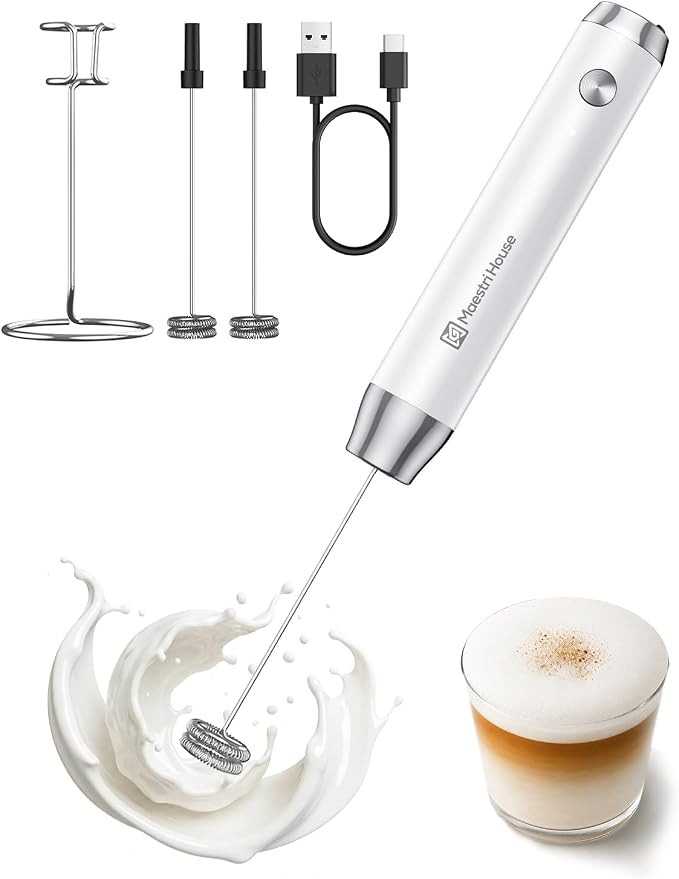 Maestri House Rechargeable Milk Frother with Stand, LunaFro Handheld Electric Foam Maker Waterpro... | Amazon (US)