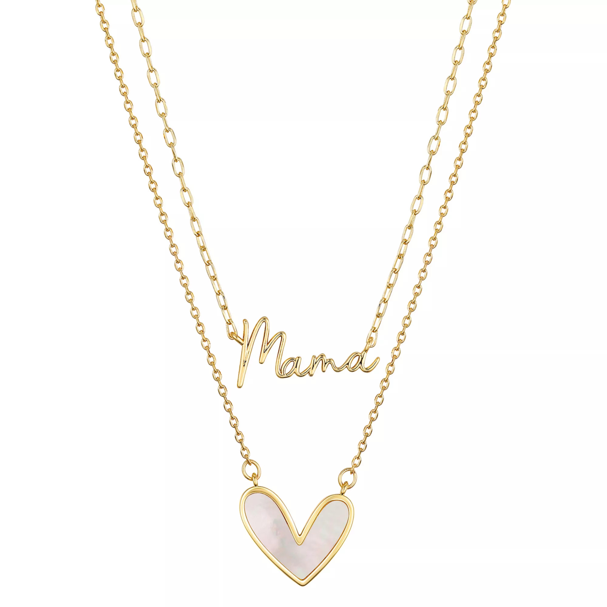 Love This Life® 14k Gold-Plated Mother of Pearl Heart & "Mama" Pendant Set | Kohl's