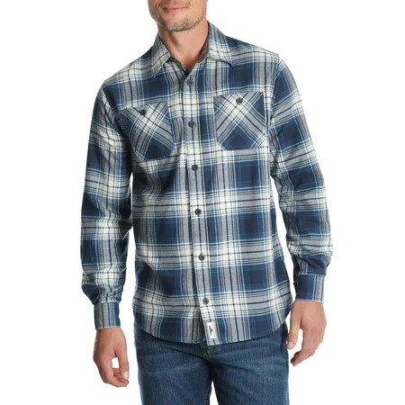 Wrangler Men's & Big & Tall Long Sleeve Wicking Flannel Shirt, Up to Size 5XL | Walmart (US)