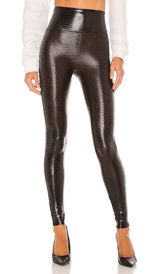 Faux Leather Croc Leggings in Black | Revolve Clothing (Global)