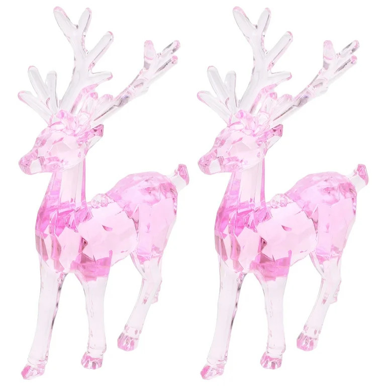 HAMPPLIES Christmas Decorative Props 2Pack Pink Acrylic Elk Hanging Ornament for Home | Walmart (US)