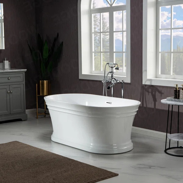 B1537-C-Drain &O 67'' x 31.75'' Freestanding Soaking Acrylic Bathtub | Wayfair North America