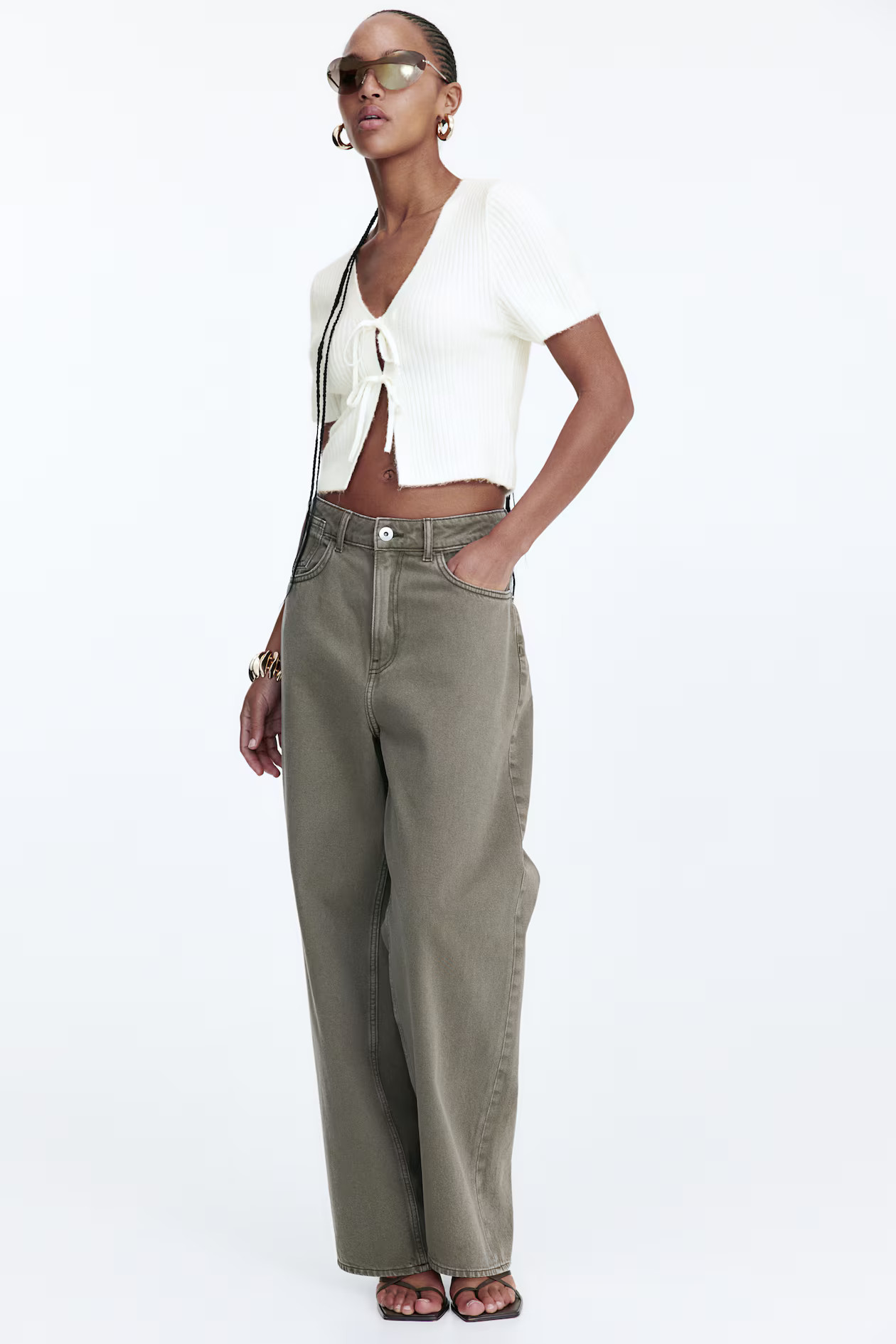 Tie-Detail Rib-Knit Top | H&M (US + CA)