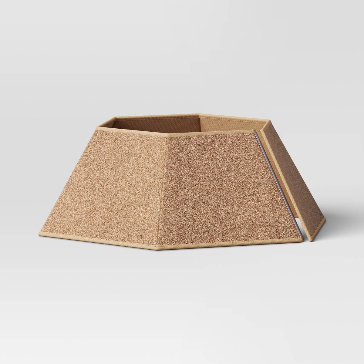 28" Collapsible Hexagonal Glittered Christmas Tree Collar Champagne Gold - Wondershop™ | Target