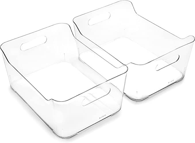 BINO | Plastic Storage Bins, Large - 2 Pack, Clear | THE SOHO COLLECTION | Pantry Organizers and ... | Amazon (US)