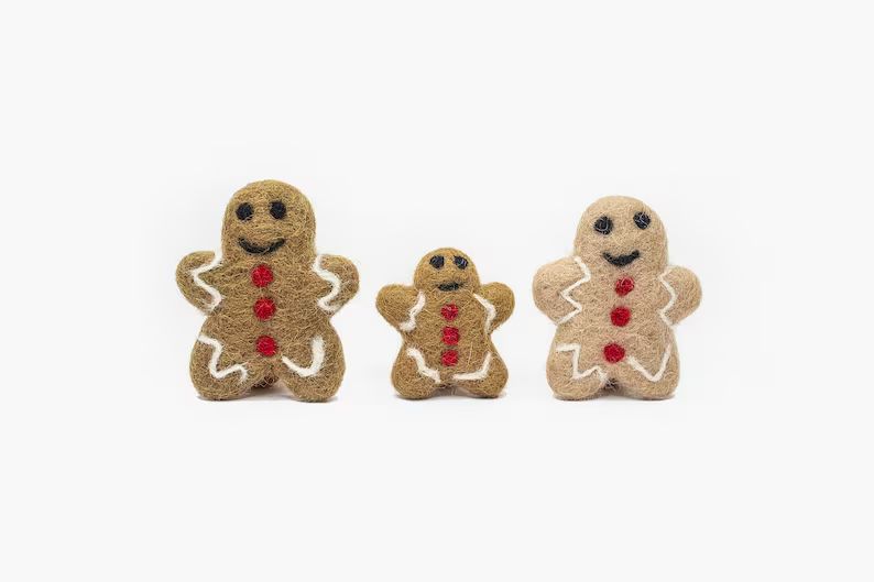 Dark Felt Gingerbread Man Felt Shapes Christmas Garland - Etsy | Etsy (US)