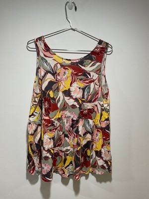 Torrid Peplum Blouse 2 Tropical Floral Sleeveless V-Neck Summer Cotton Blend | eBay US