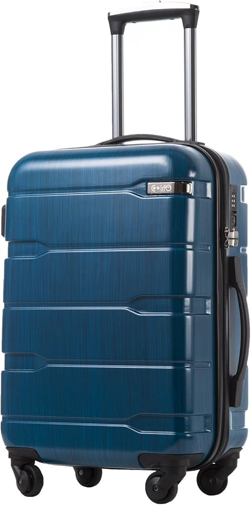 Coolife Luggage Suitcase PC+ABS Spinner Built-In TSA lock 20in 24in 28in Carry on (Caribbean Blue... | Amazon (US)