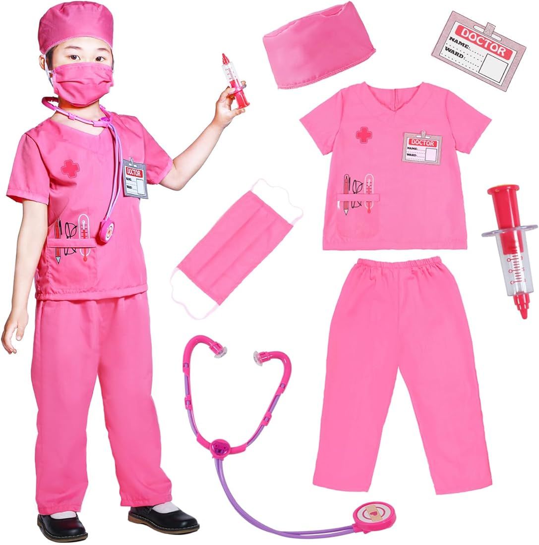 Kids Scrubs for Girls Kids Doctor Costume Kids Mad Scientist Costume with Accessories for Hallowe... | Amazon (CA)