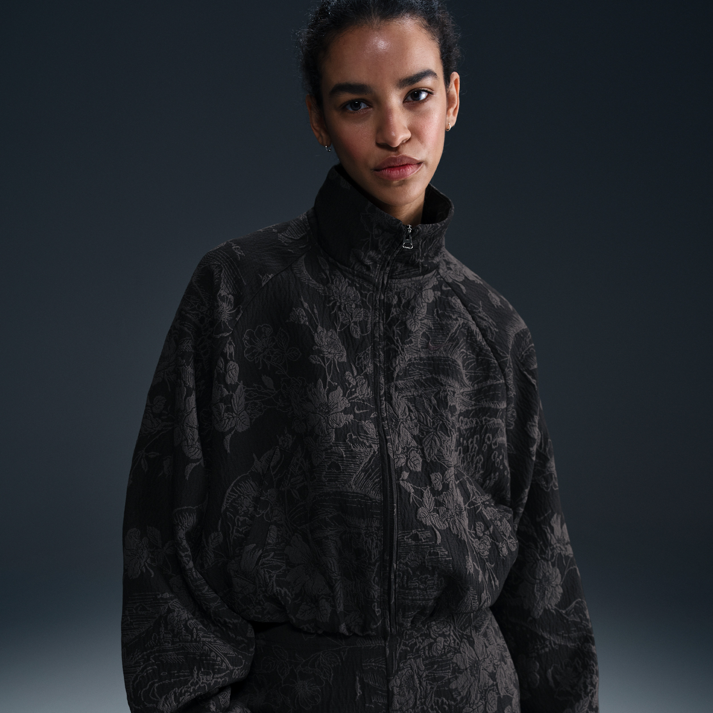 Women's Nike Sportswear Collection Oversized Jacquard Track Jacket in Black | HF9579-010 | Nike (US)