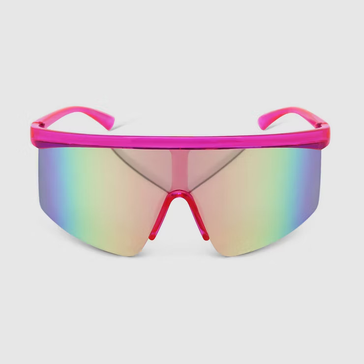 Women's Crystal Plastic Shield Sunglasses - Wild Fable™ Pink | Target