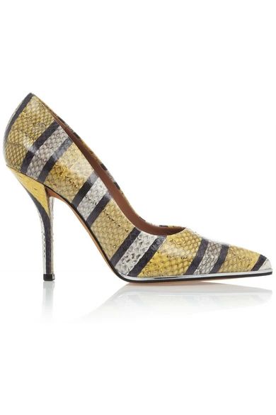 Striped print pumps in yellow, grey and black watersnake | NET-A-PORTER (UK & EU)