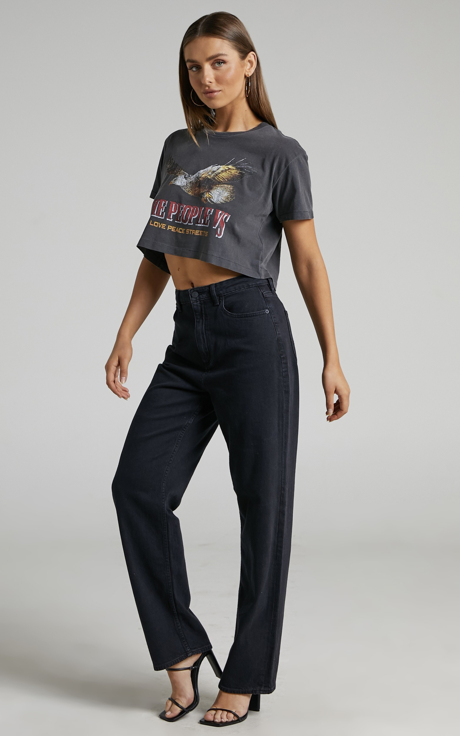 The People Vs - Soaring High Crop Tee in Spray Black | Showpo (ANZ)