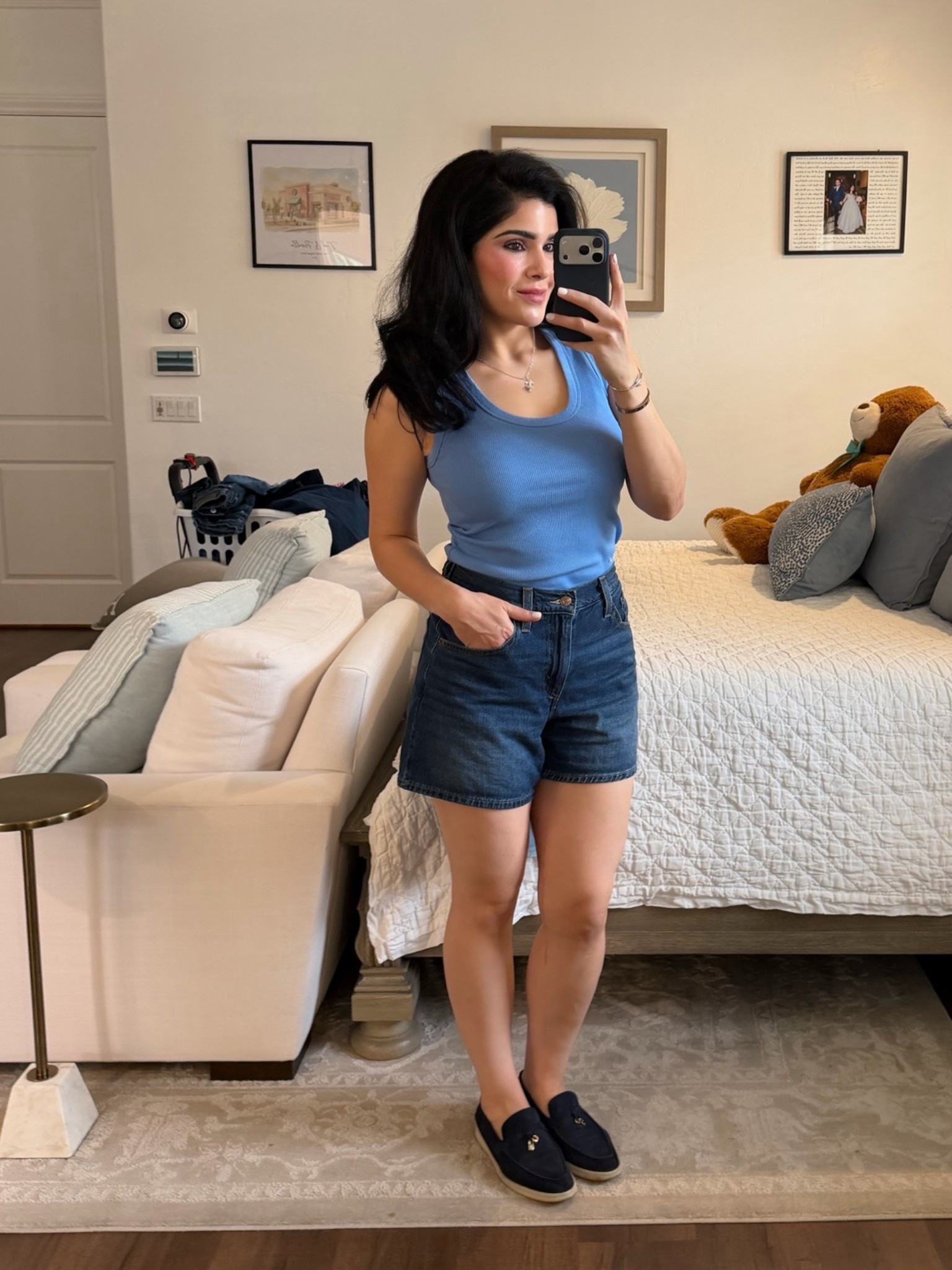 Best cinch waist shorts 
Blue tank

#LTKootd #LTKgrwm #LTKdayinmylife