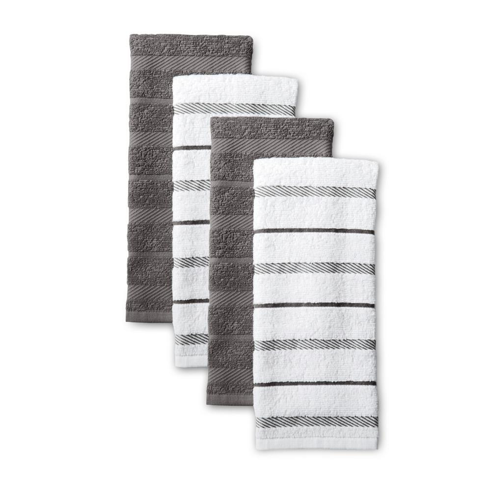 KitchenAid Albany Charcoal Gray Kitchen Towel Set (Set of 4), Charcoal Grey | The Home Depot