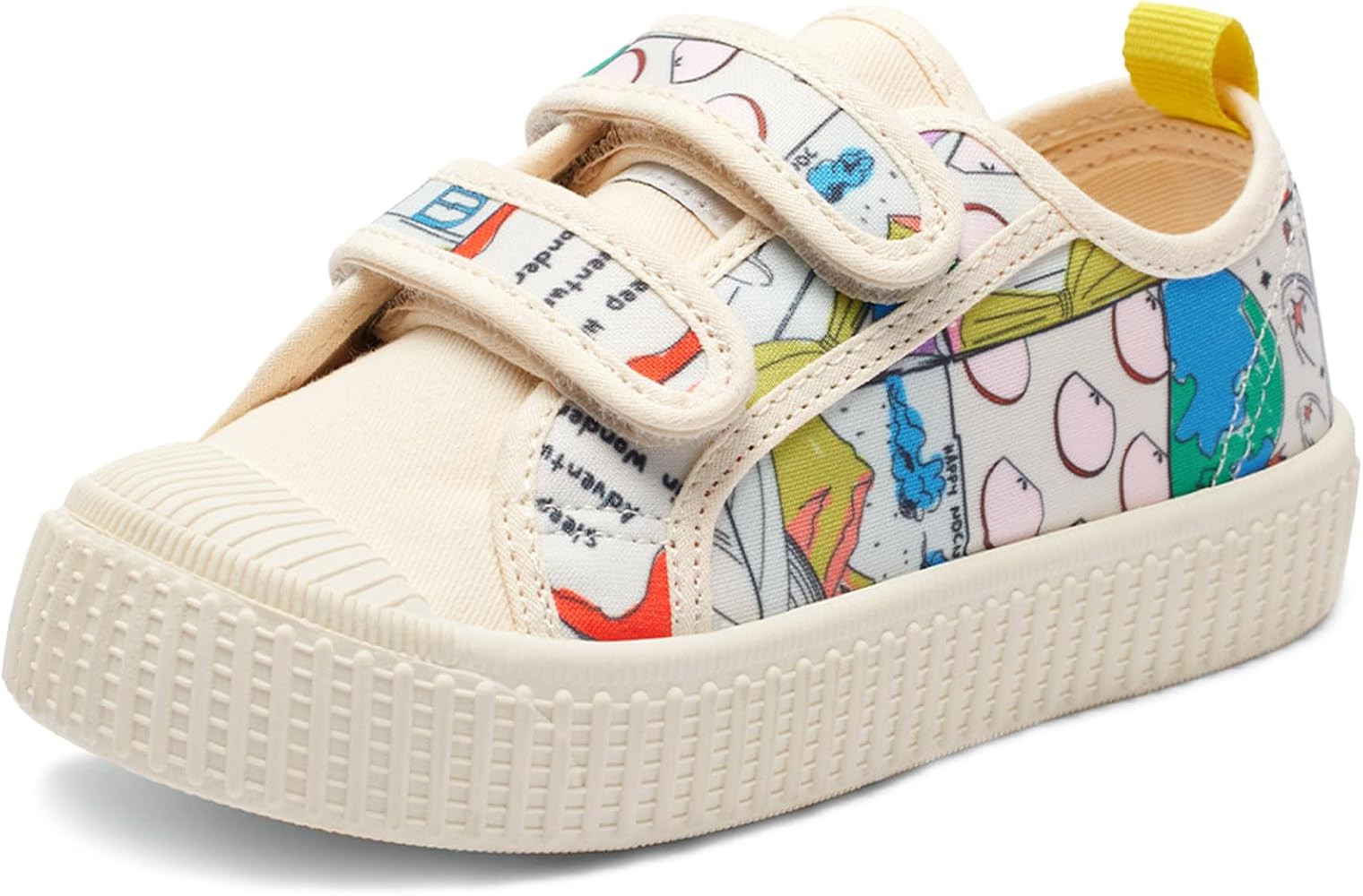 Toddler Shoes for Boys & Girls, Canvas Dual Hook and Loops Sneakers with Candy-Colored Sole | Amazon (US)