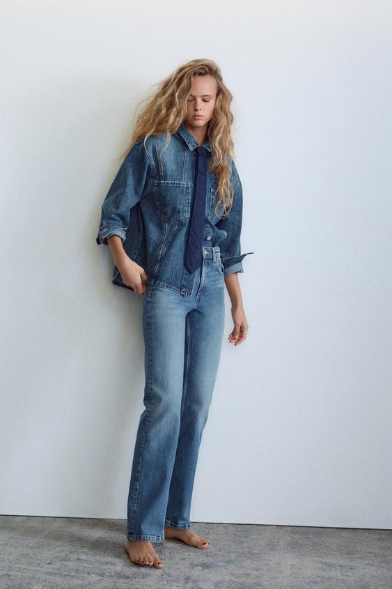 TRF STRAIGHT LEG JEANS WITH A HIGH WAIST | Zara US