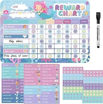 Magnetic Reward Chart for Kids, Behaviour Chart Pad for Children with 52 Behaviour Stickers, 120 ... | Amazon (UK)