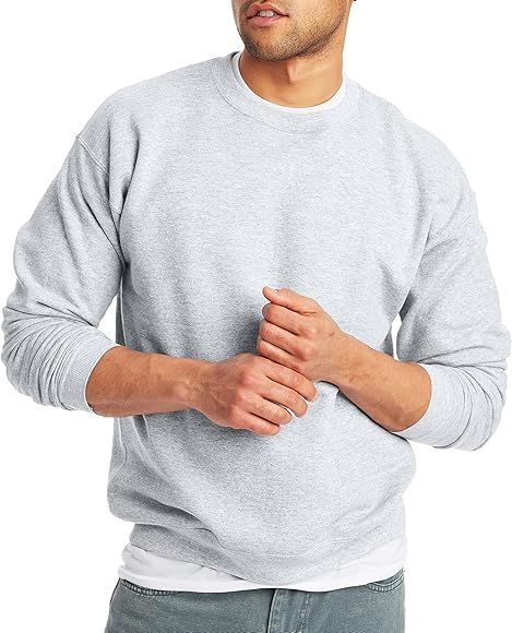 Hanes Men's EcoSmart Sweatshirt, ash, Large at Amazon Men’s Clothing store | Amazon (US)