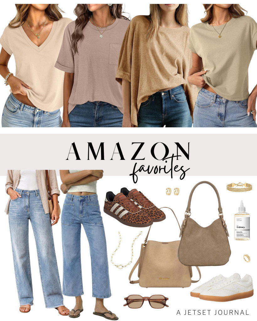 This collection of Amazon Favorites is one of the best! These short-sleeved tops from UNCLECAT and ANRABESS are on-trend these days. Same with GRAPENT wide-leg jeans and these cozy sneakers from Adidas and Madden Girl, which are selling fast. We are also loving this bucket bag from Montana West, SOJOS sunnies, and PAVOI earrings!

#LTKSeasonal #LTKSaleAlert #LTKTravel
 

 