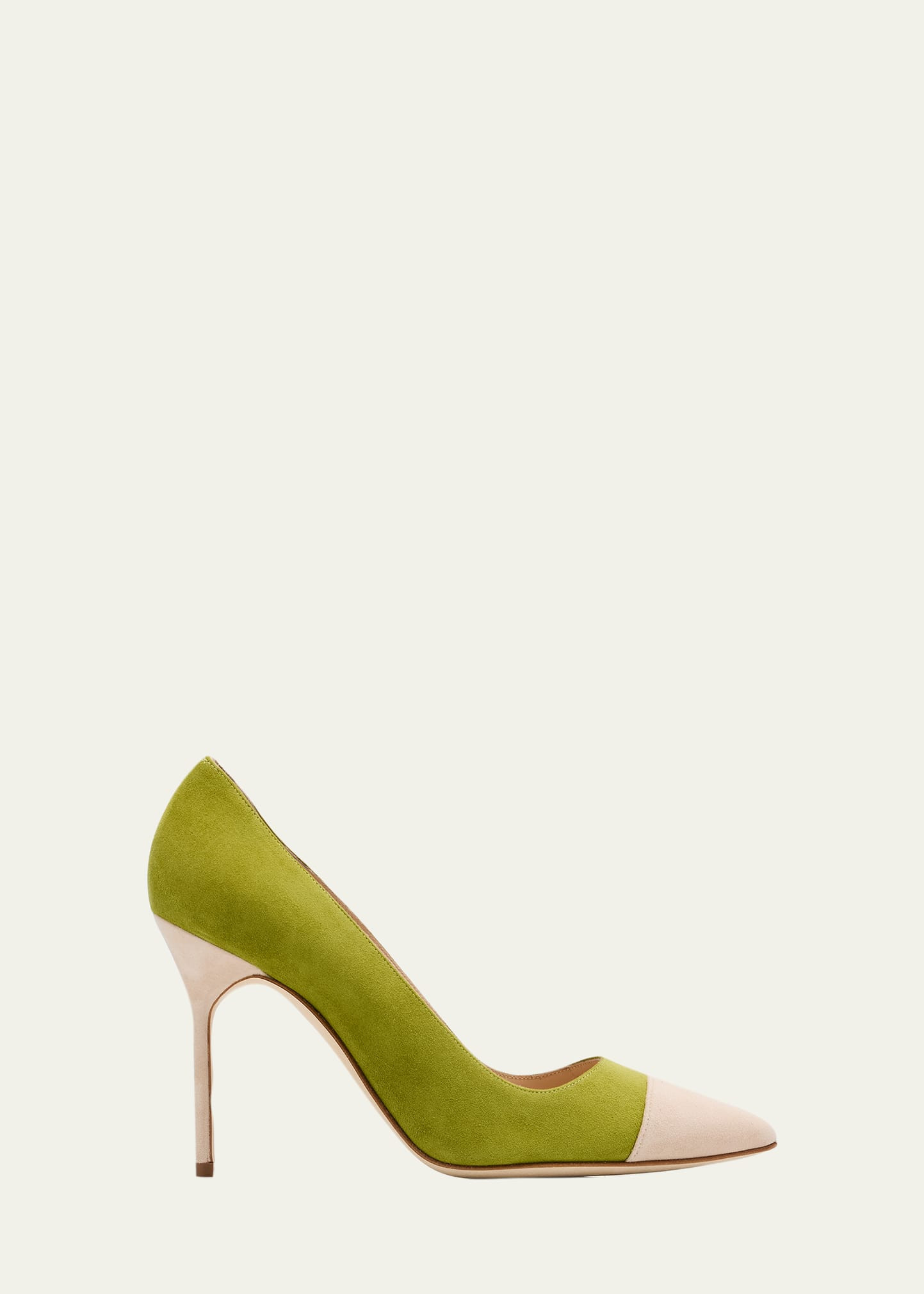 Manolo Blahnik Capcour Bicolor Suede Cap-Toe Pumps | Bergdorf Goodman