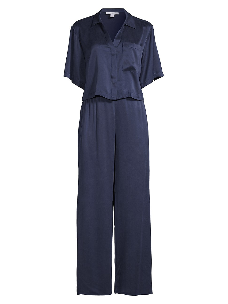 Women's Washable Silk High-Rise Pants 2-Piece Pajama Set - Deep Blue - Size XL | Saks Fifth Avenue