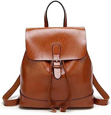 HaloVa Women's Backpack, Casual Shoulder Bag, Leather Schoolbag, Anti-theft and Drawstring Design... | Amazon (US)