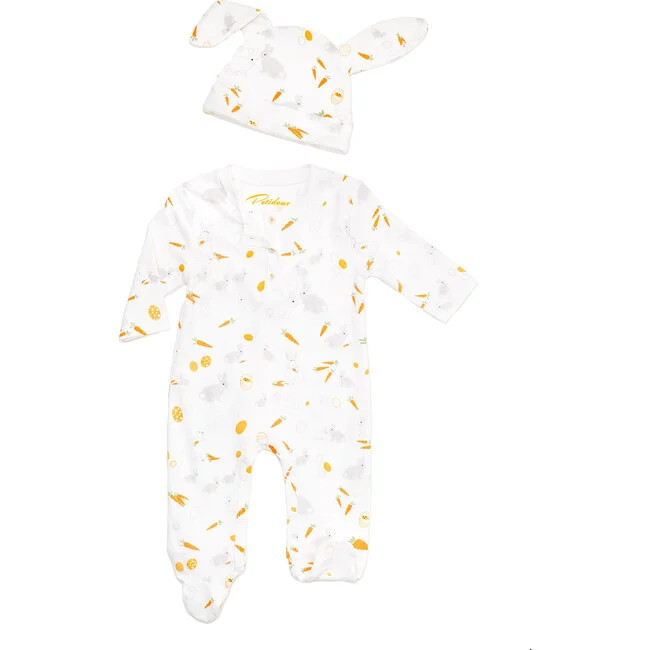 Easter Onesie & Hat, Bunnies & Carrots - Petidoux Sleepwear | Maisonette | Maisonette