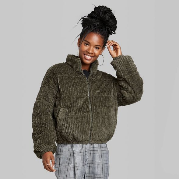 Women's Feathered Cord Puffer Jacket - Wild Fable™ | Target