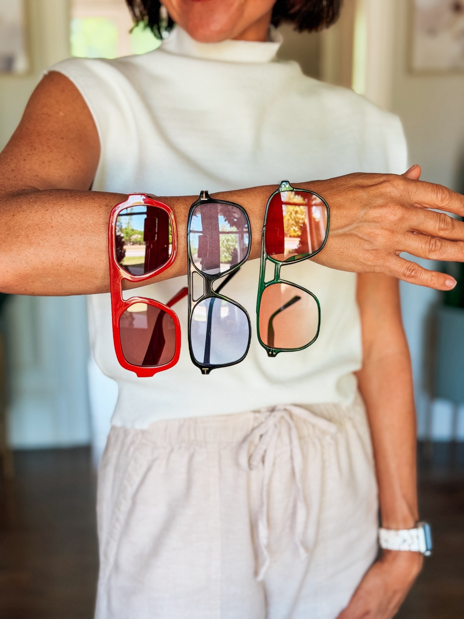 Stepping into my color era the easy way, starting with statement sunglasses ✨  

If your wardrobe is mostly neutral (same 🙋‍♀️), adding a pop of color through accessories is the simplest way to elevate your everyday outfits without starting over.  

These three pairs are affordable, on-trend, and instantly make even a basic tee + denim feel styled 💙🌸🧡  

All three linked here—such a fun, low-effort upgrade for spring and summer outfits  

#amazonfinds #momstyle #springoutfits #affordablefashion #everydaystyl

#LTKOver40 #LTKgrwm #LTKootd