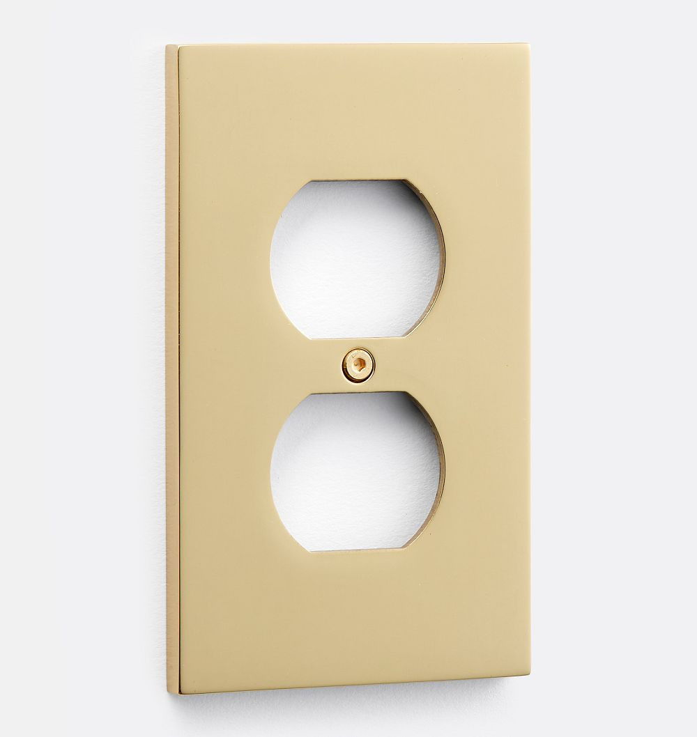 Fenton Single Duplex Switchplate, Aged Brass | Rejuvenation
