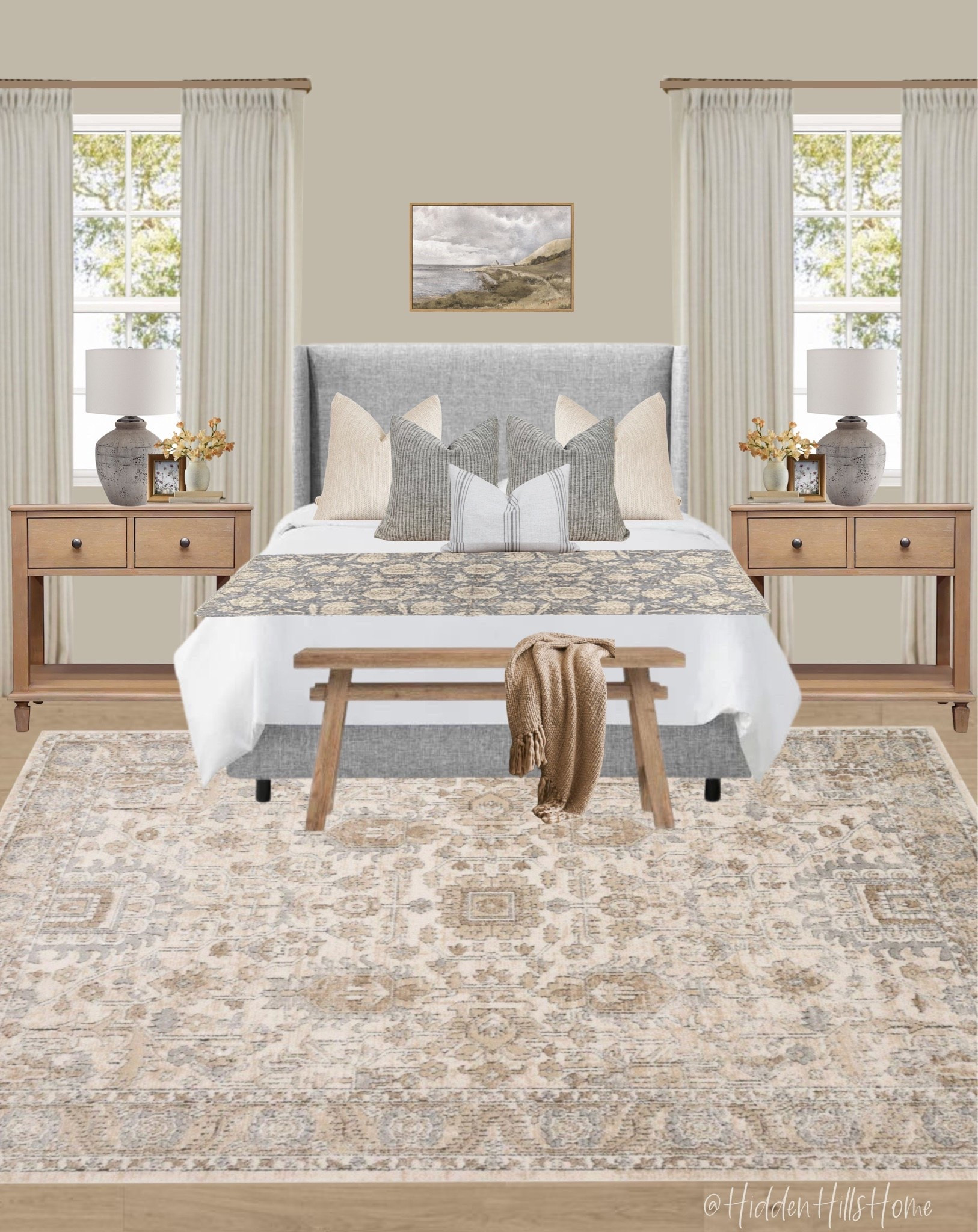 Bedroom decor mood board, cozy bedroom decor ideas, home decor, master bedroom design, bedroom inspiration #bedroom 

Wall color is SW Jogging Path

#LTKHome #LTKSaleAlert