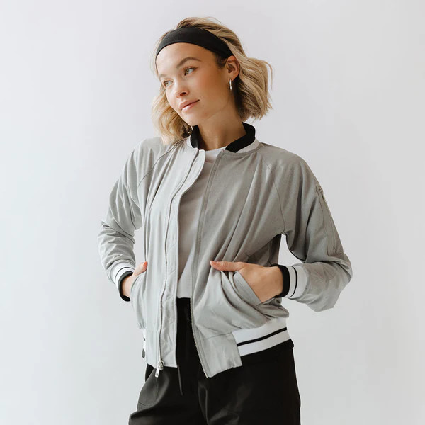 Heather Light Grey Bomber Jacket | Albion Fit