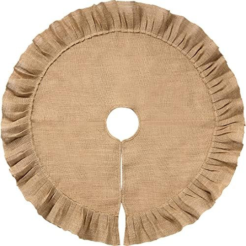 Christmas Tree Skirt Tree Skirt Linen Burlap Tree Skirt for Christmas Tree Decorations (Linen Sty... | Amazon (US)