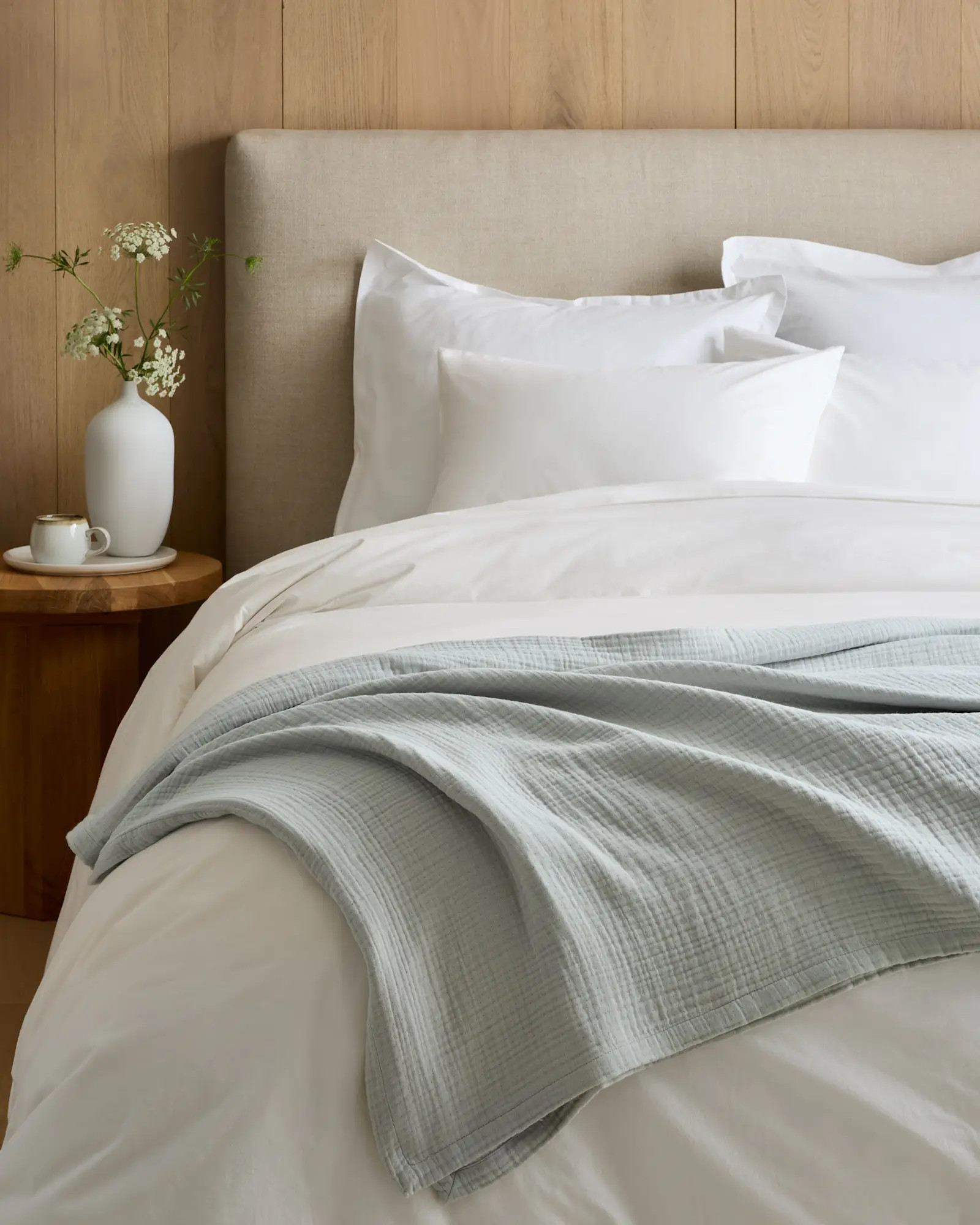 Organic Airy Gauze Blanket in Mist | Quince