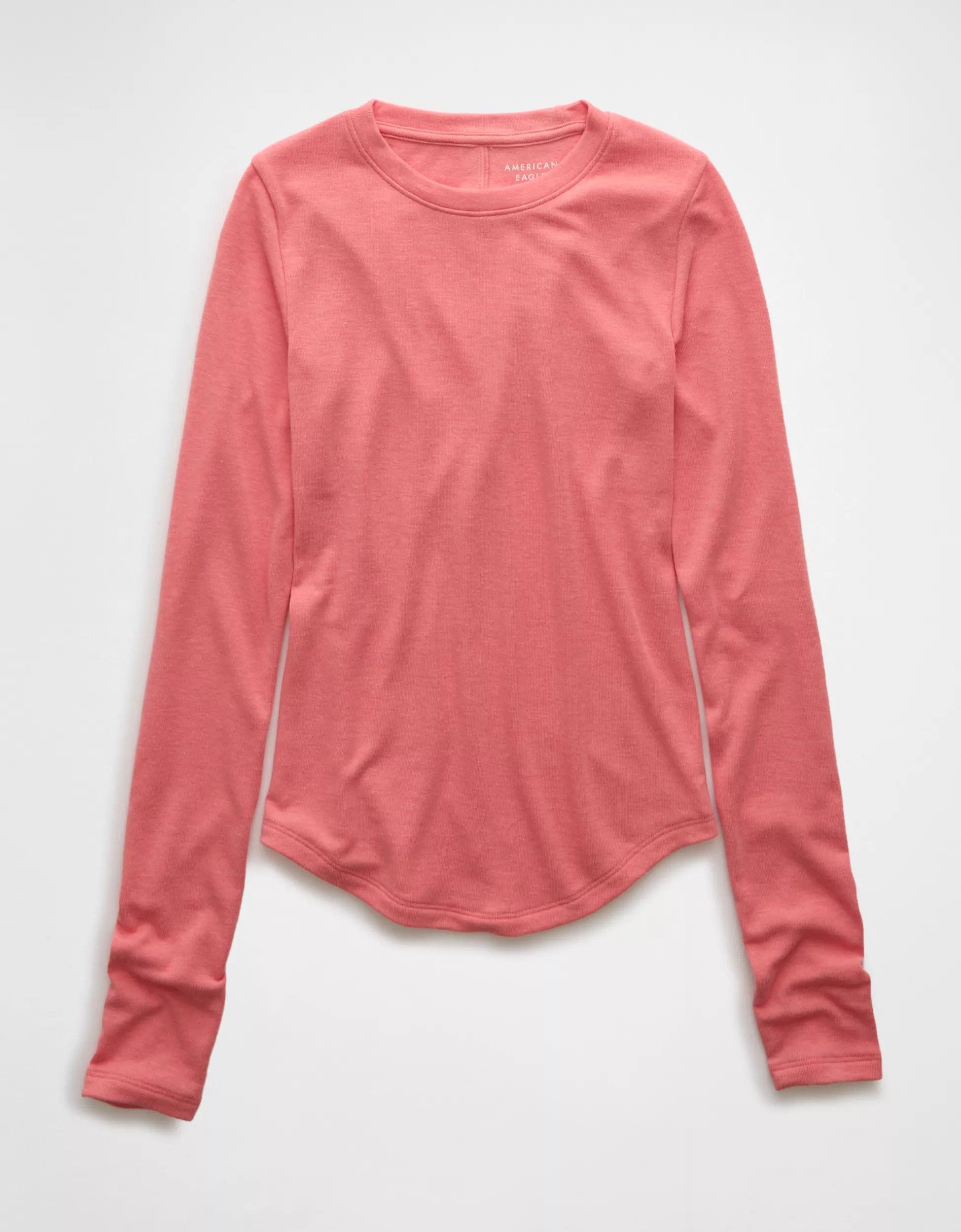 AE Cozy Up Long-Sleeve Layering T-Shirt | American Eagle Outfitters (US & CA)