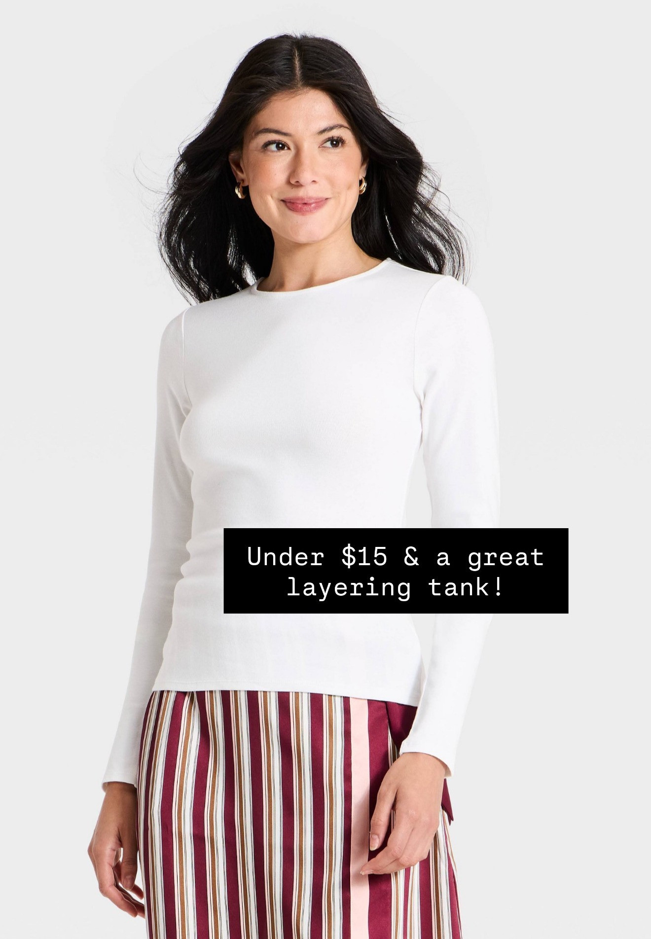 This is such a great basic long sleeve to have going into fall! You can easily layer jackets and vests over this!

Loverly Grey, Target, long sleeve tee, white tee, closet staples, closet basics 

 #LTKSeasonal