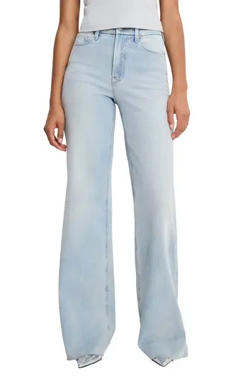 Good American Soft-Tech Good Waist Palazzo Jeans in Indigo1145 at Nordstrom Rack | Nordstrom Rack