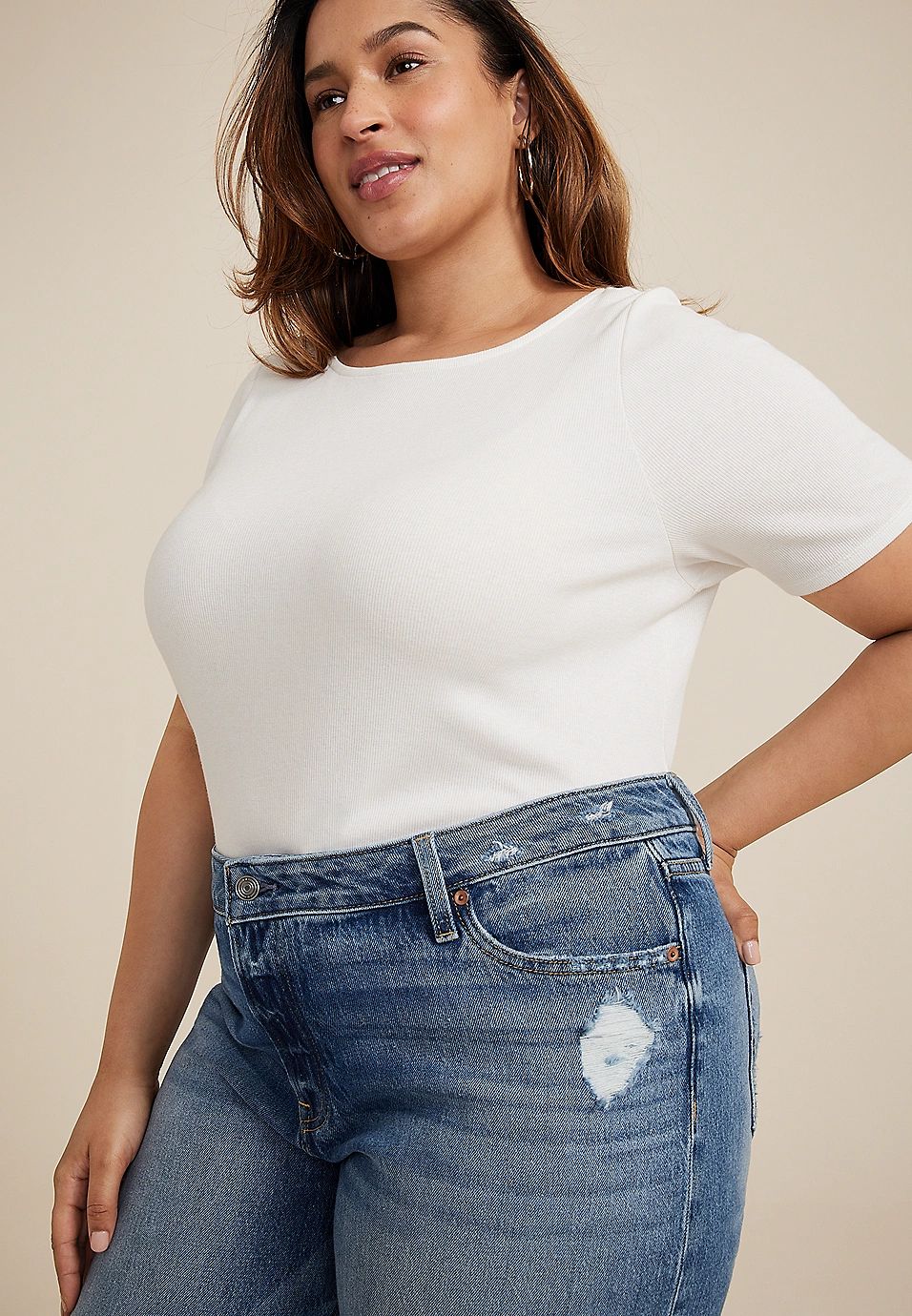 Plus Size Goldie Blues™ High Rise Curvy Cheeky Wide Leg Jean | Maurices