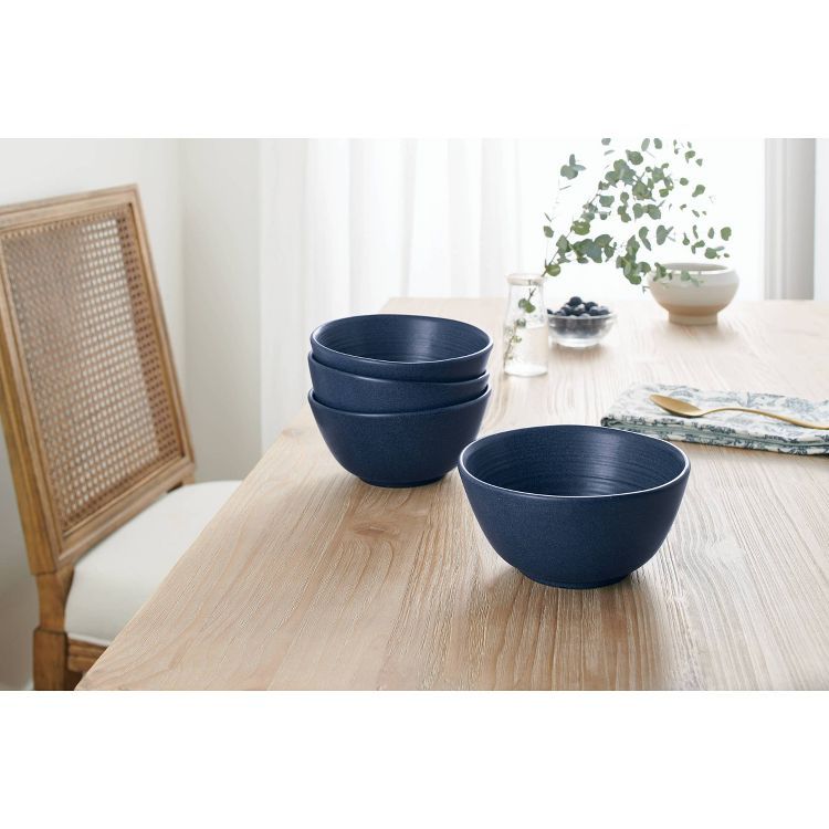 23oz 4pk Stoneware Glazed Salad Bowls Blue - Threshold™ designed with Studio McGee | Target