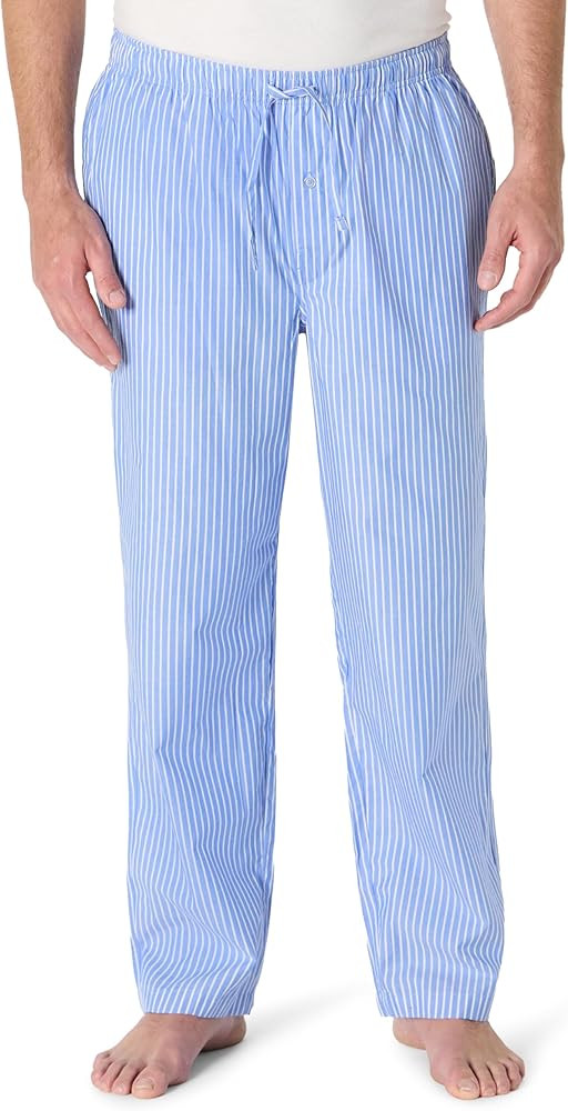 Amazon Essentials Men's Cotton Poplin Straight-Fit Pajama Pants with Drawstring Elastic Waist | Amazon (US)