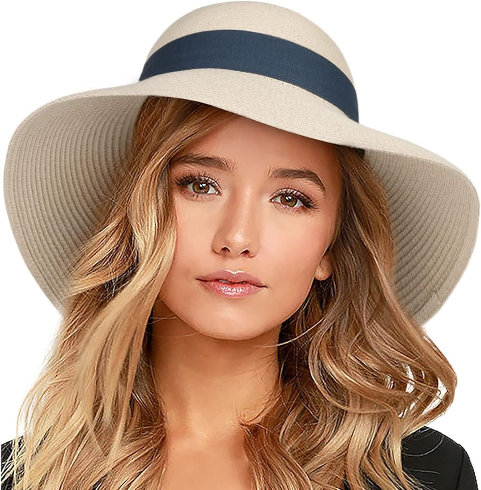FURTALK Womens Beach Sun Straw Hat UV UPF 80+ Travel Foldable Brim Summer UV Hat | Amazon (US)