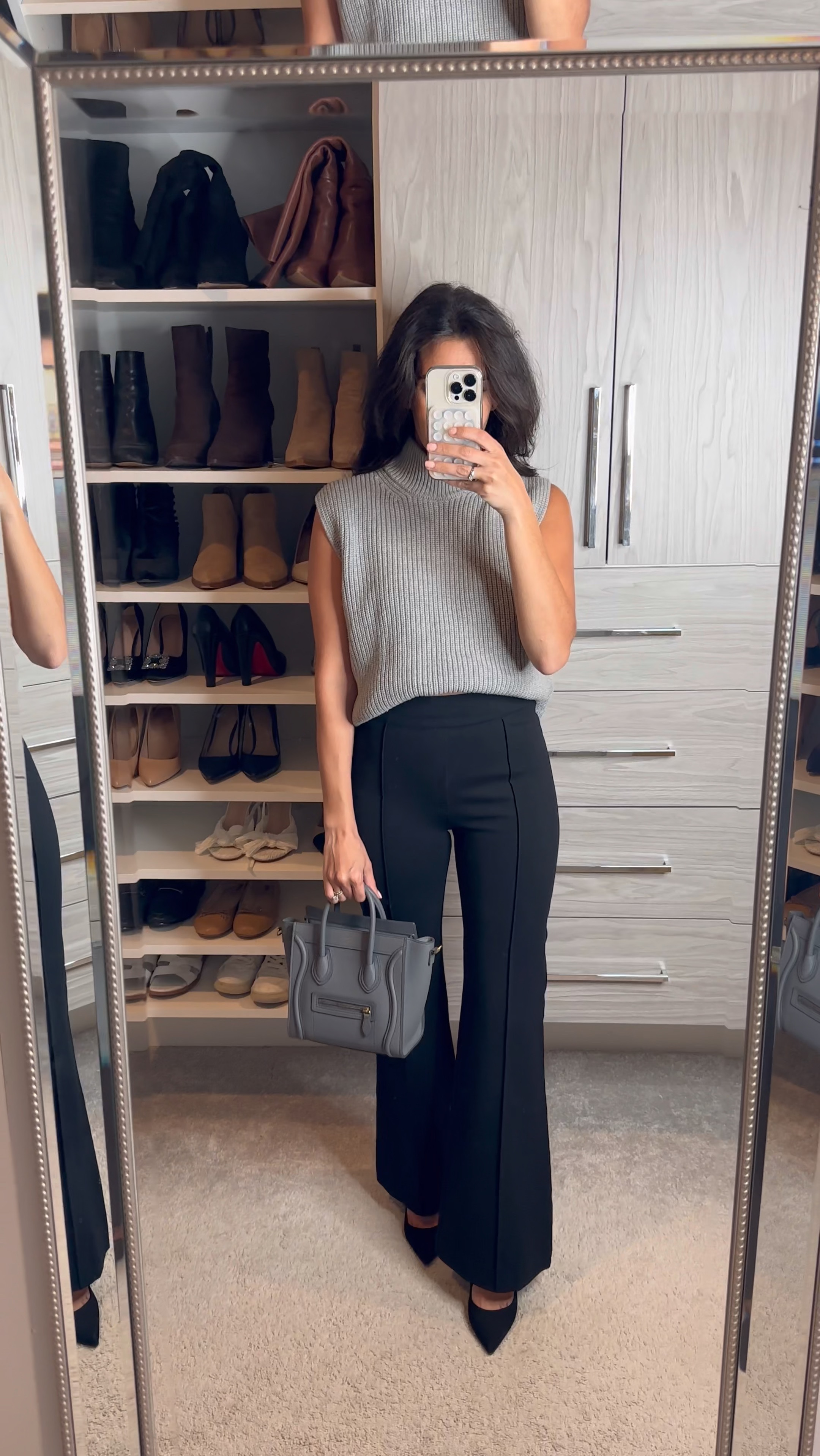 Spanx black flare pants for work - I’m wearing an SP - my discount code might still work CELINEXSPANX 

Business casual outfit 

#LTKfindsunder50 #LTKfindsunder100 #LTKworkwear