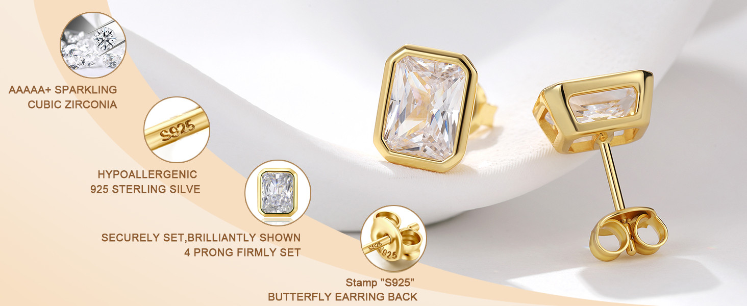 Brilliant Heart-cut/Oval-cut/Trillion-cut/Cushion-cut/Emerald-cut/Marquise-cut Stud, 925 Sterling... | Amazon (US)