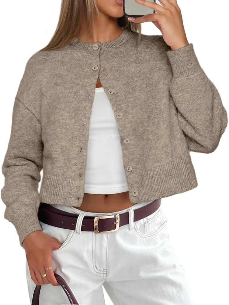 ATHMILE Cropped Cardigan Sweaters for Women Lightweight Crop Knit Y2k Fall Outfits Fashion Clothe... | Amazon (US)